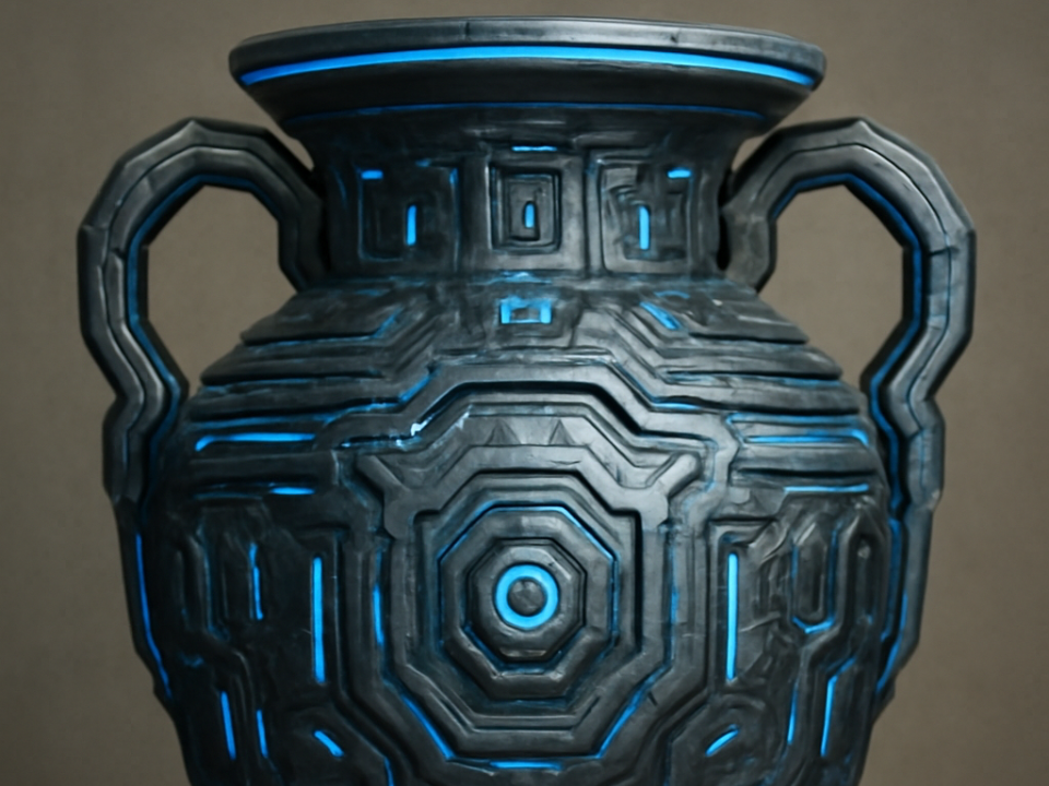 Futuristische Vase mit geometrischen Mustern 