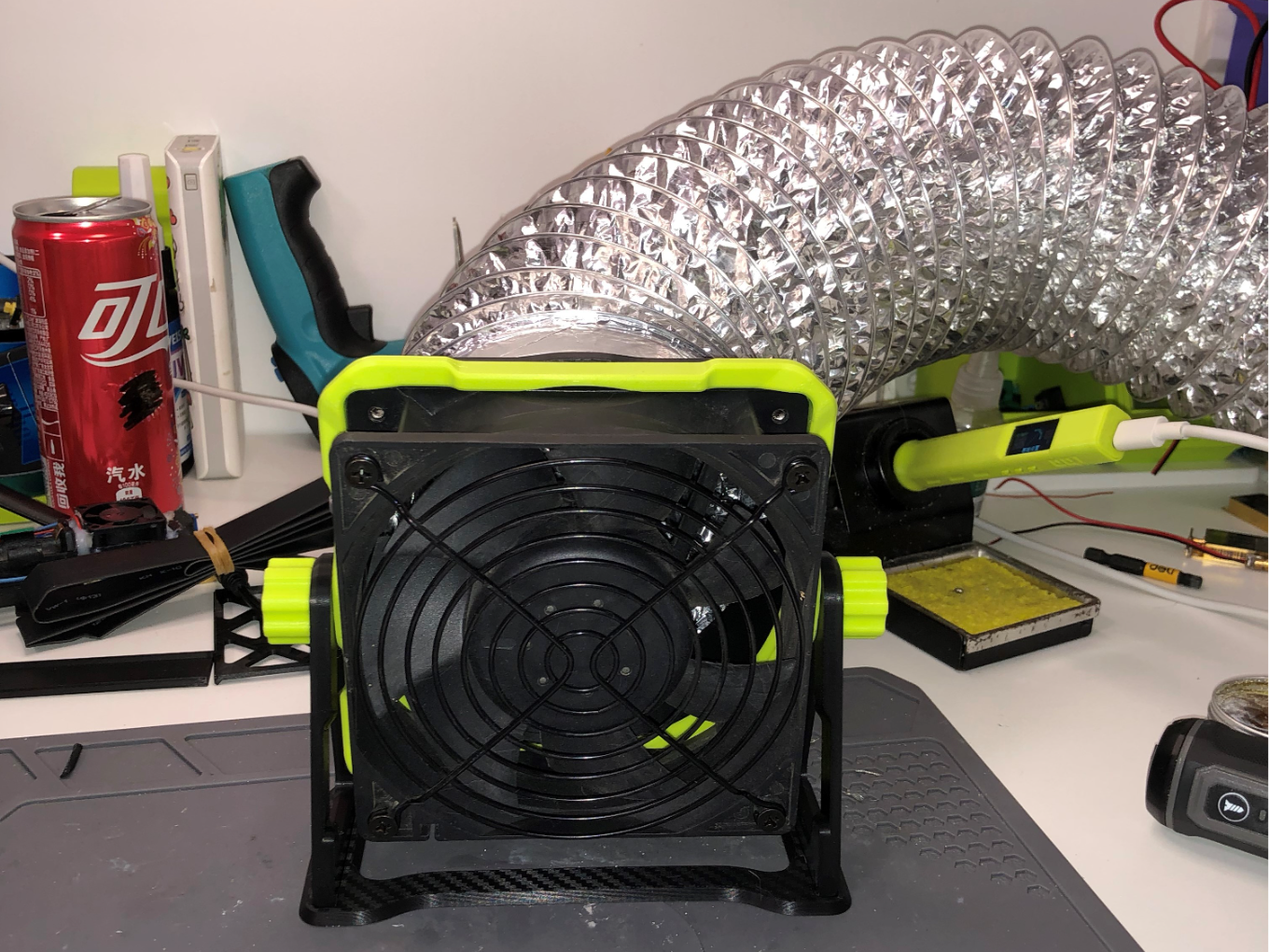电脑桌扇吹风机支架底座 改装抽风机套件