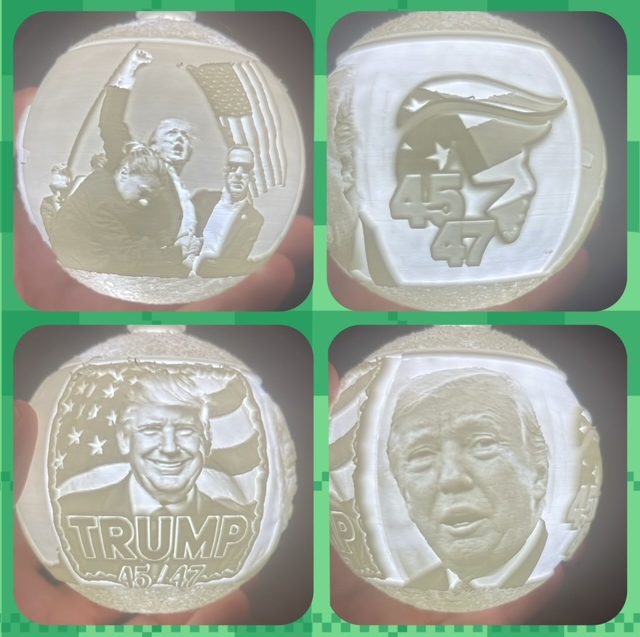 Trump 45/47 Fight Fight Fight Lithophane Globe