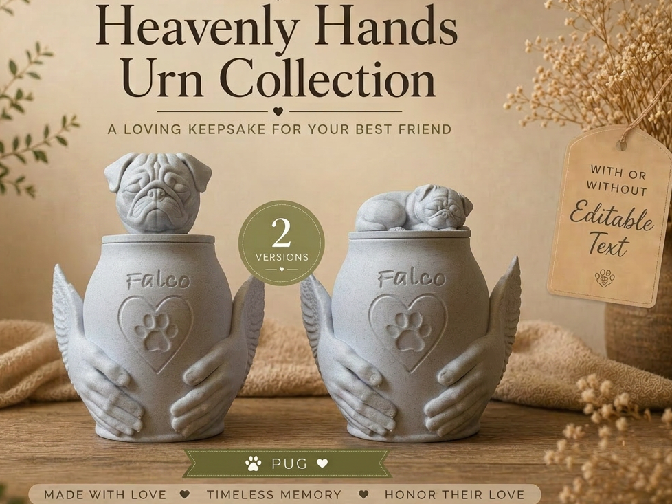 Pug Heavenly Hands Urn Collection