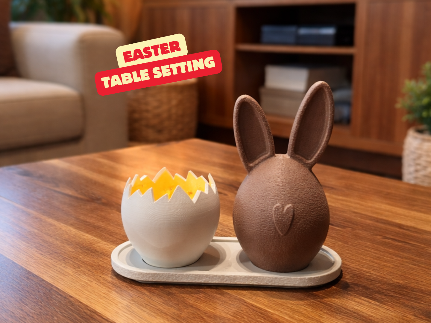 EGG TEALIGHT / EASTERDECORATION / BUNNY