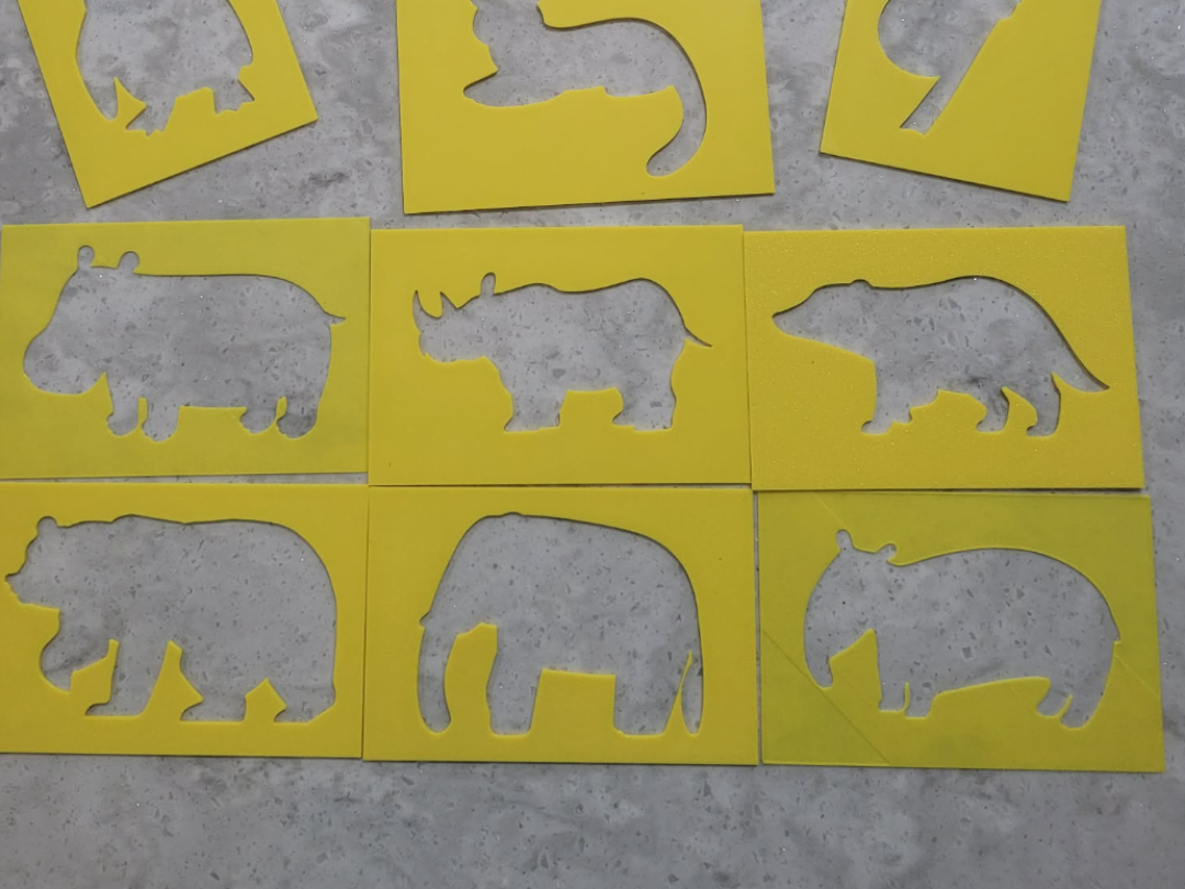 10 Animal Stencils for Kids, Cards, Drawing, Art