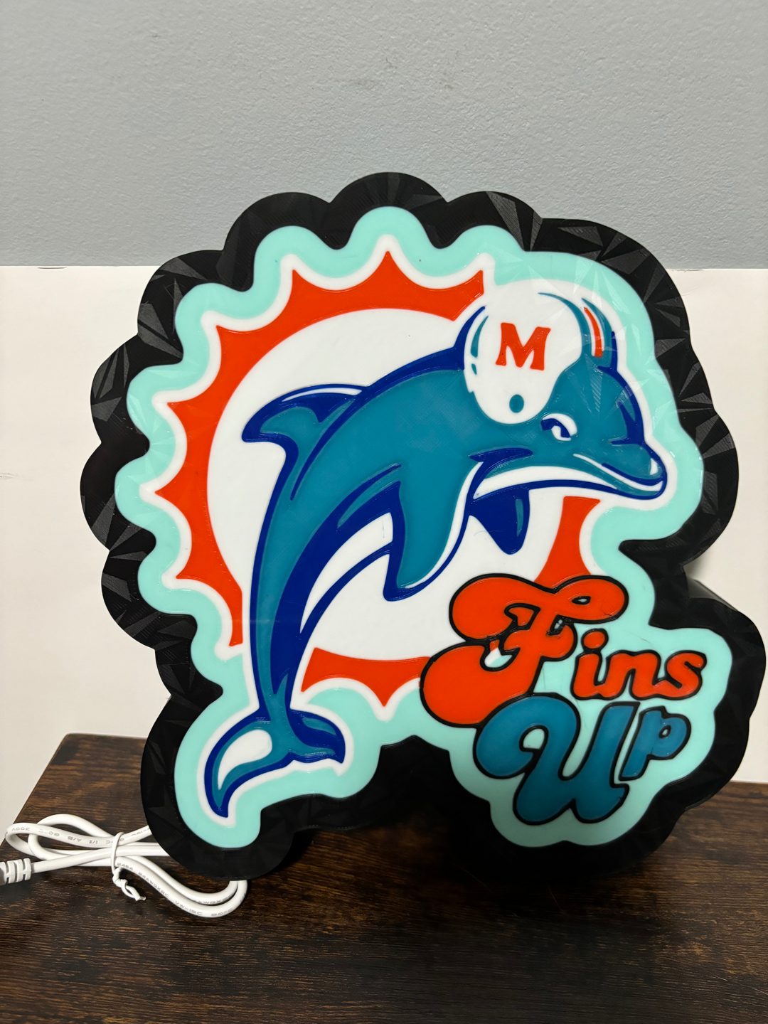 Miami Dolphins Fins Up Logo Light Box