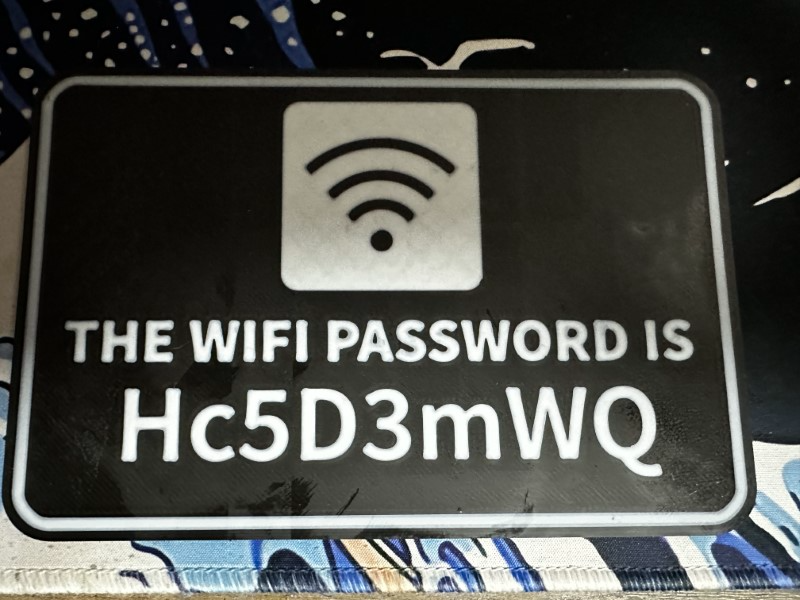 CUSTOMISABLE - WIFI Password Plate for Home/Work