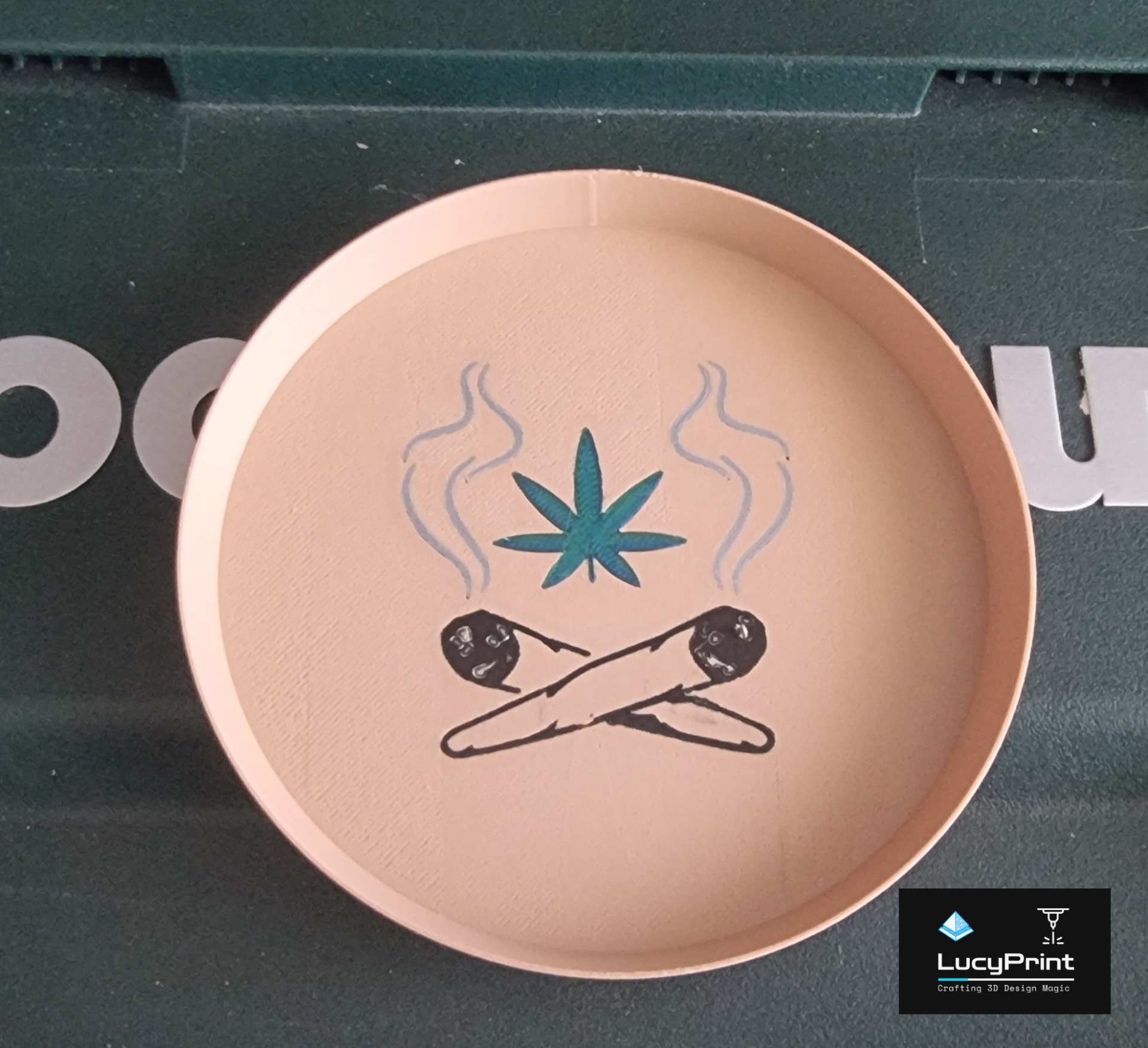 Flower pot coaster with cannabis image