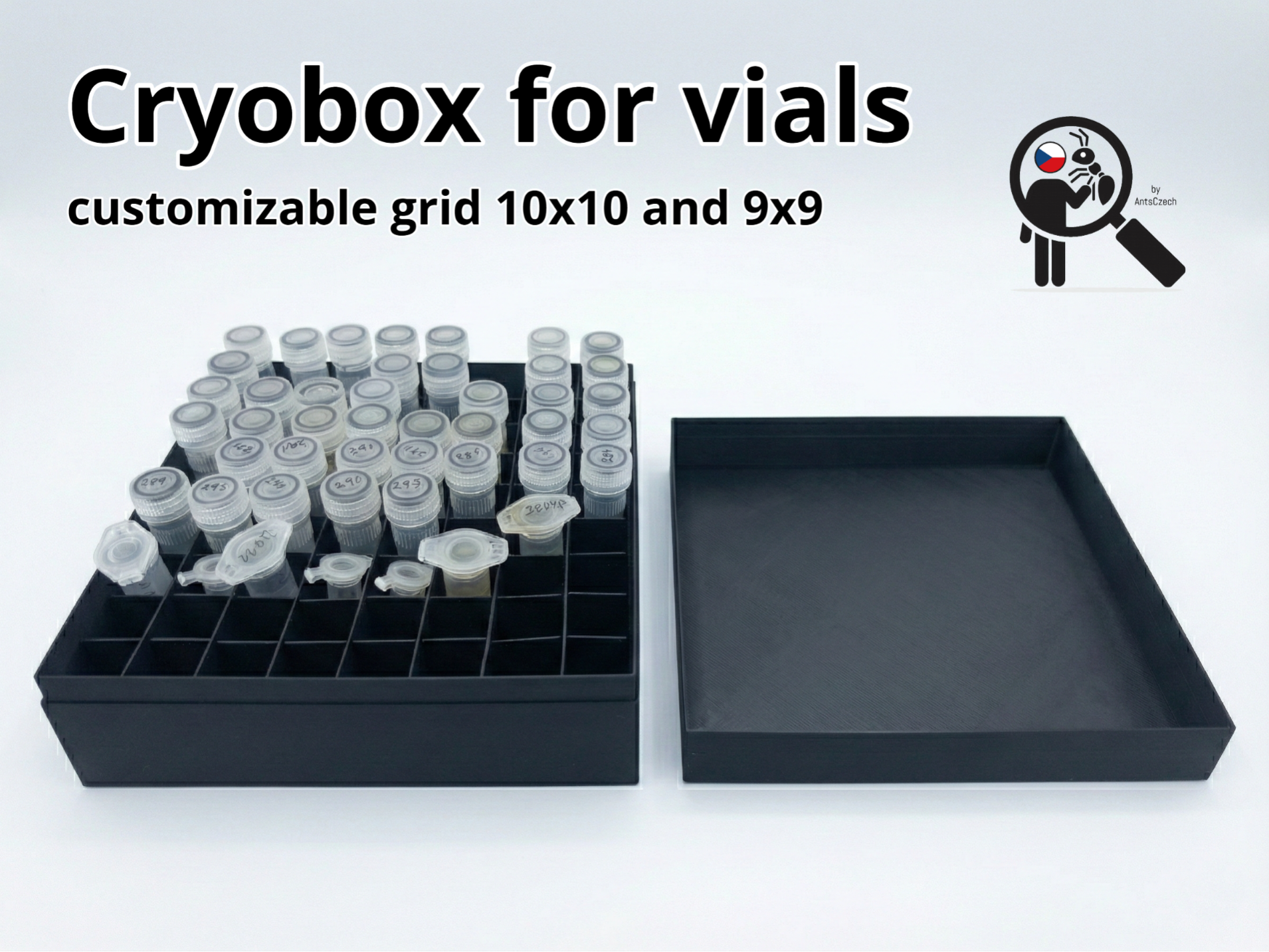 Cryobox for 2 ml, 1.5 ml cryotubes/vials