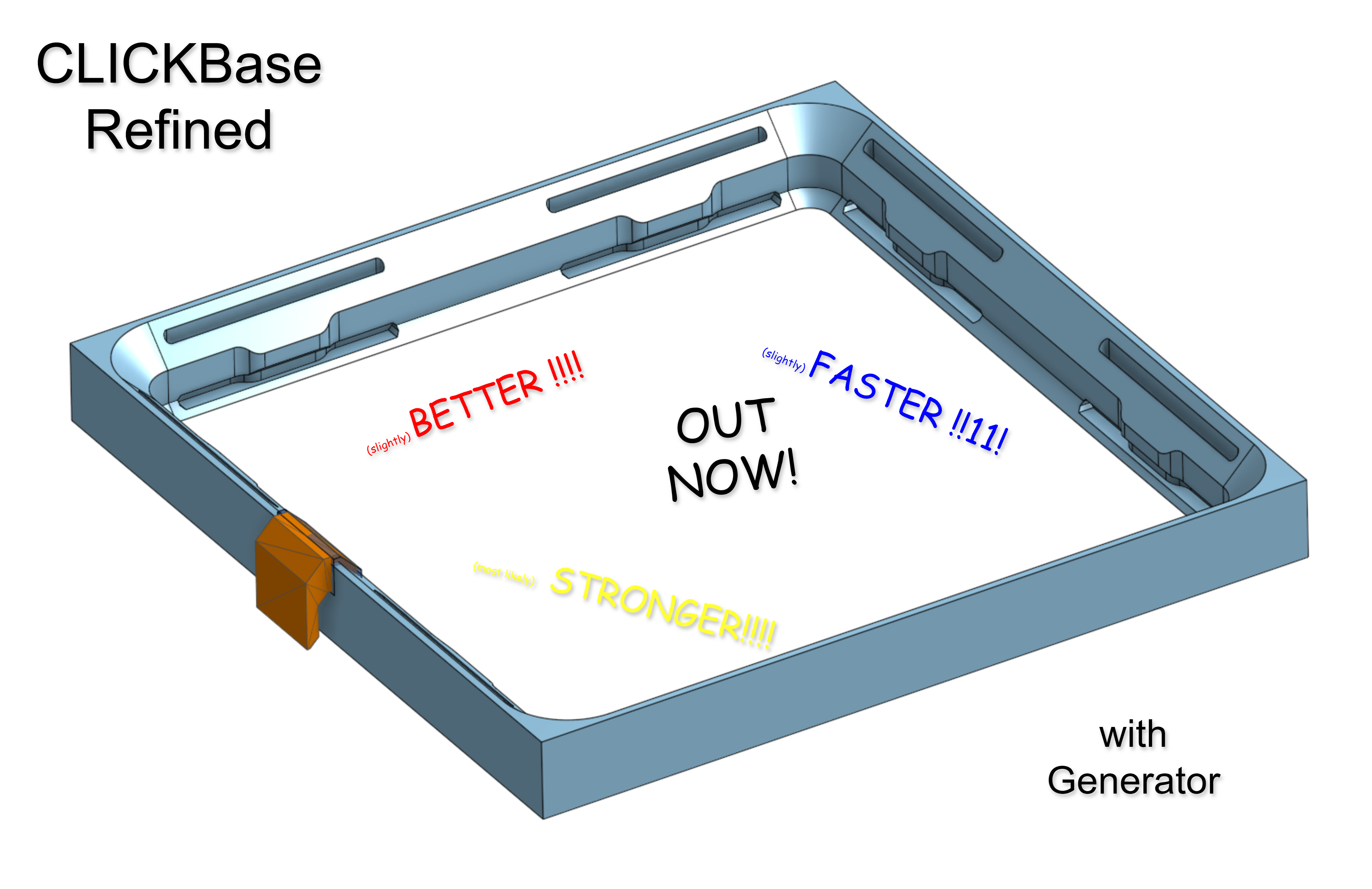 CLICKbase Refined: a latching Gridfinity baseplate