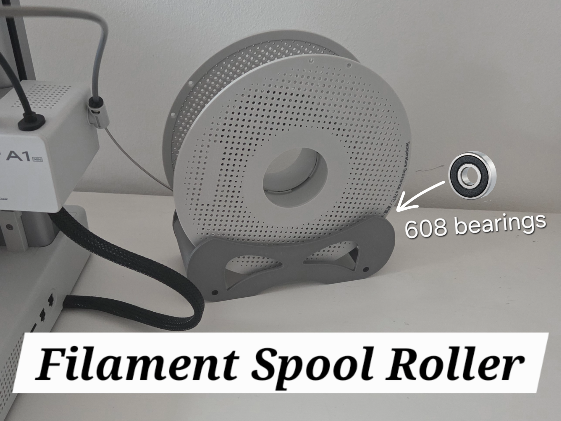 Filament Spool Roller - Works with bearings