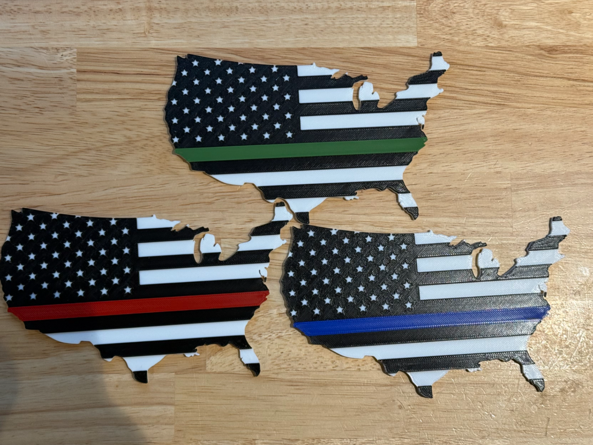 USA Thin Blue Green Red Line Police Support