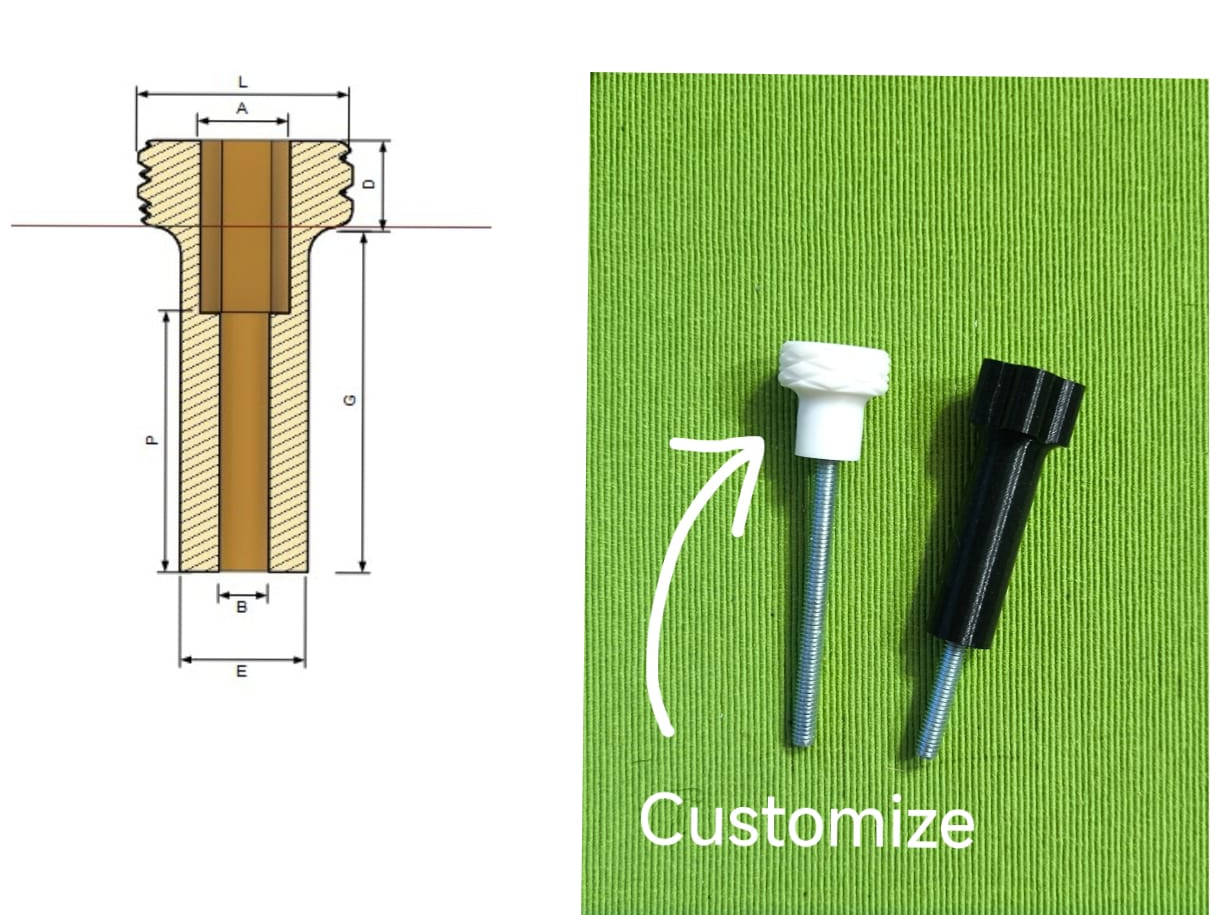 Pomello bullone parametrica forma modificabile
