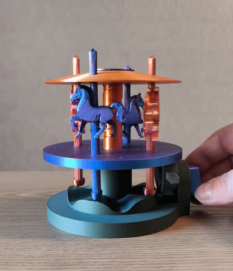 3D Printed Carousel with Moving Horses