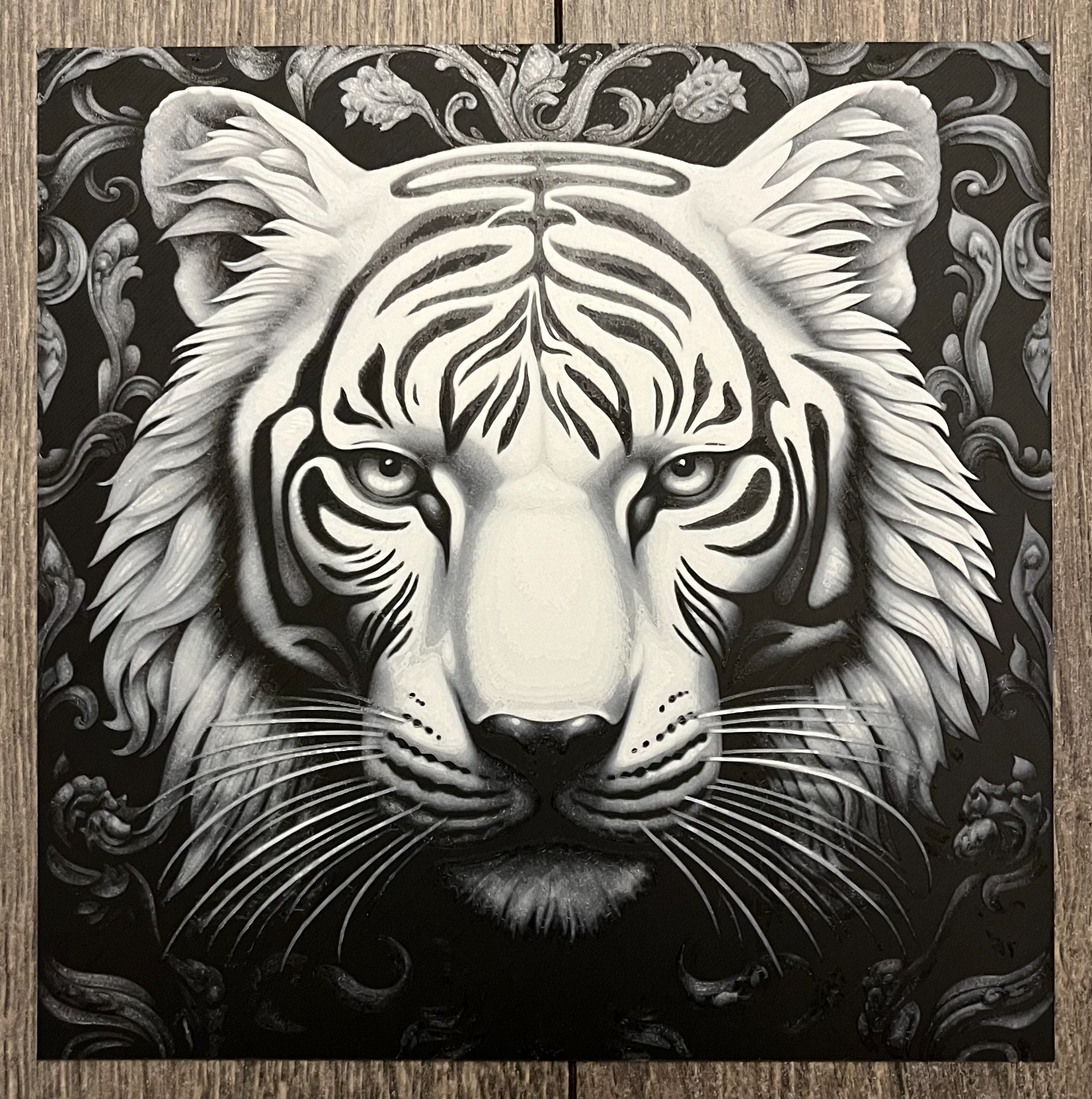 Op-Art White Tiger (Filament Painting)