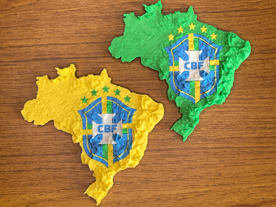 Brazil topographical map with football badge