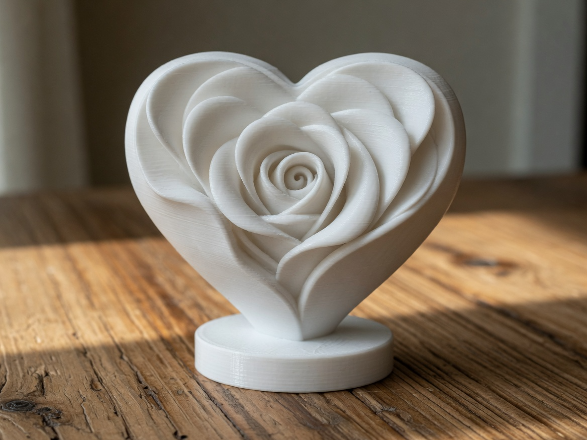 Heart-Shaped Rose Sculpture