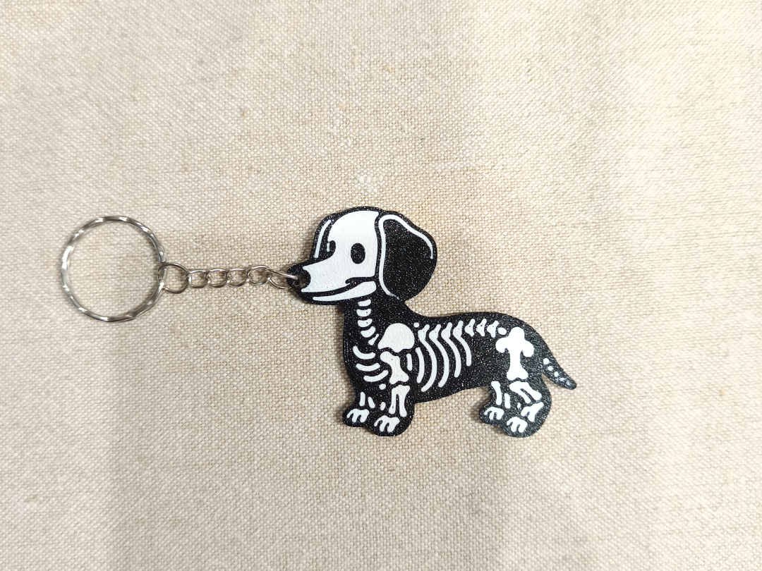 Funny Skeleton Dachshund Keychain