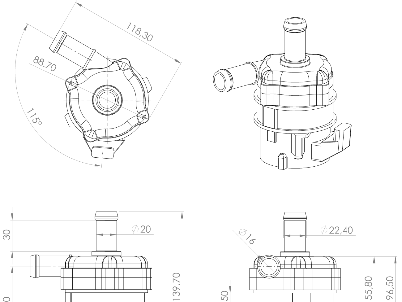 Intercooler Pump & Bracket  Pierburg CWA100-3