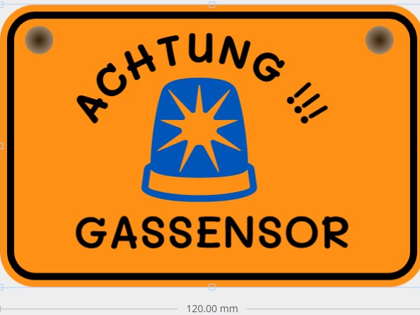 Warnschild Gasflasche - Gassensor