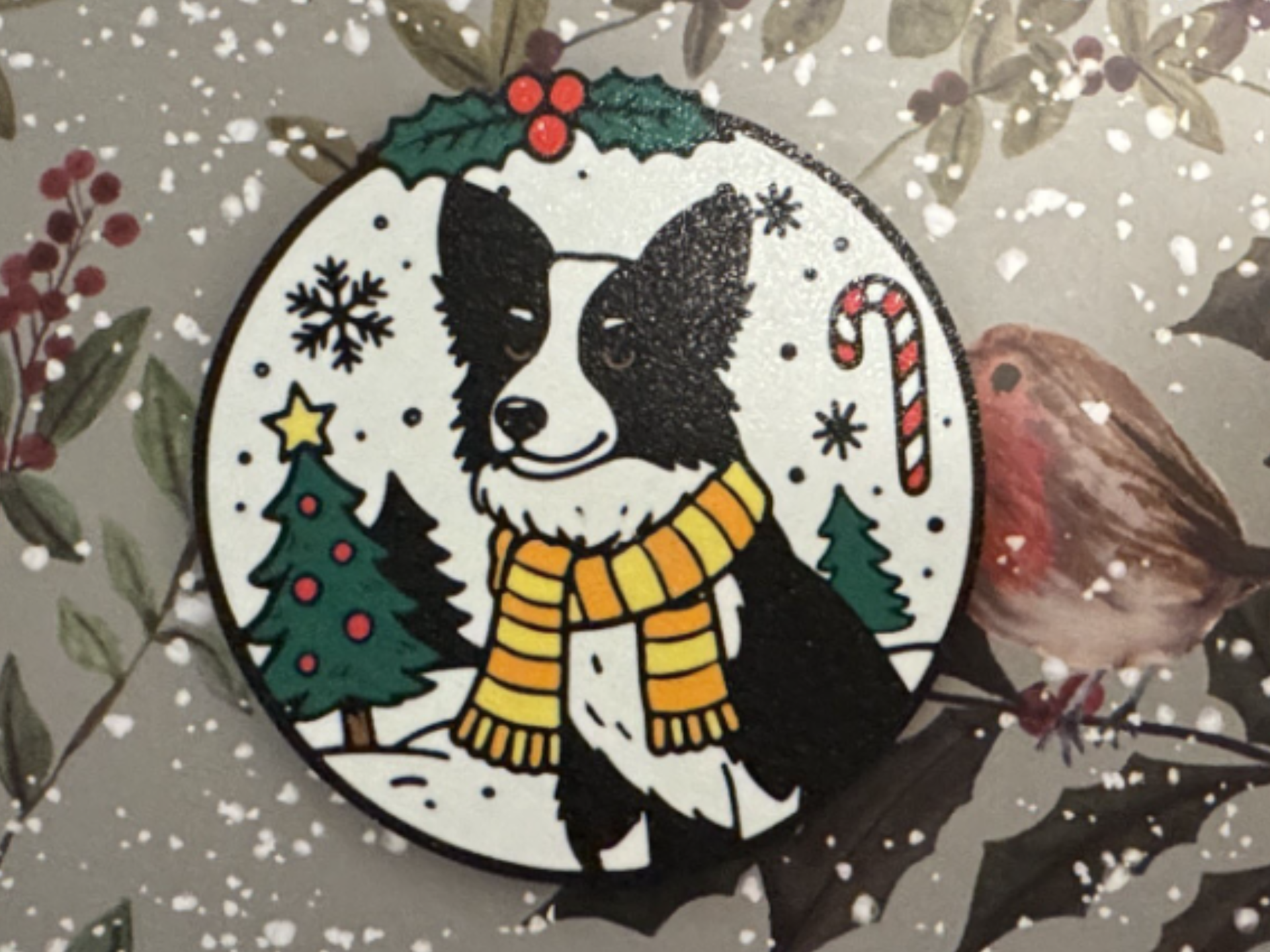 Collie Christmas Coaster