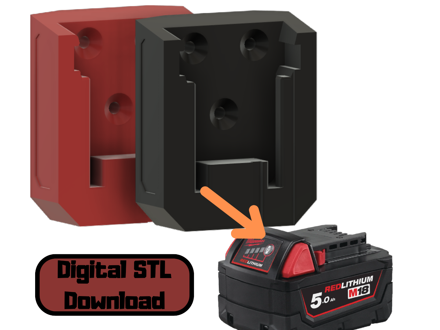 Milwaukee M18 Battery Holder STL | Wall Mount