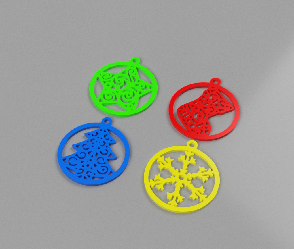 Pack 4 Pendants Christmas Tree