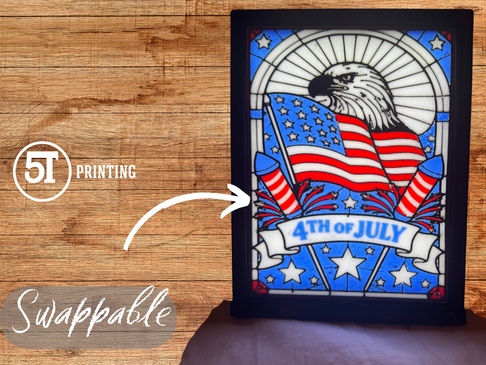 4th of July Eagle light (swappable glass)