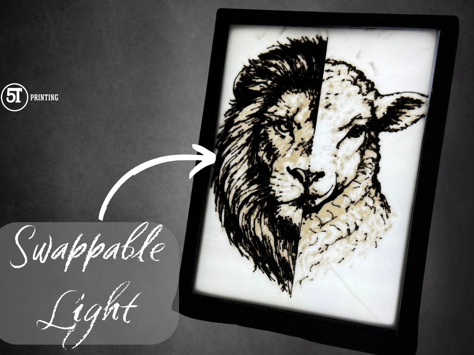 Line and the Lamb Lightbox (swappable Glass)