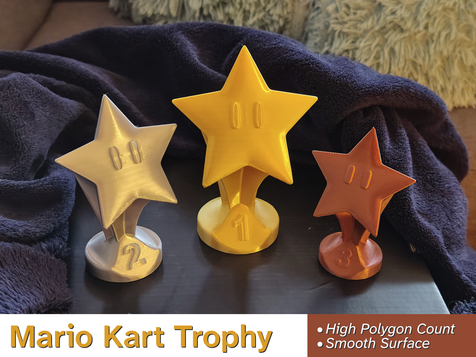 Mario Kart Trophy High Poly (1-3)