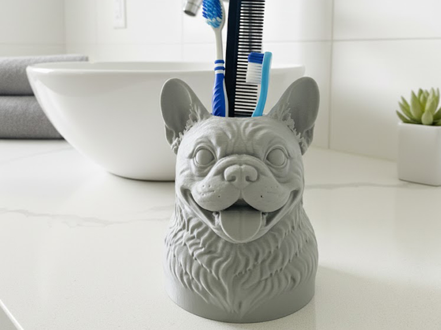 French Bulldog Bathroom & Desk Organizer