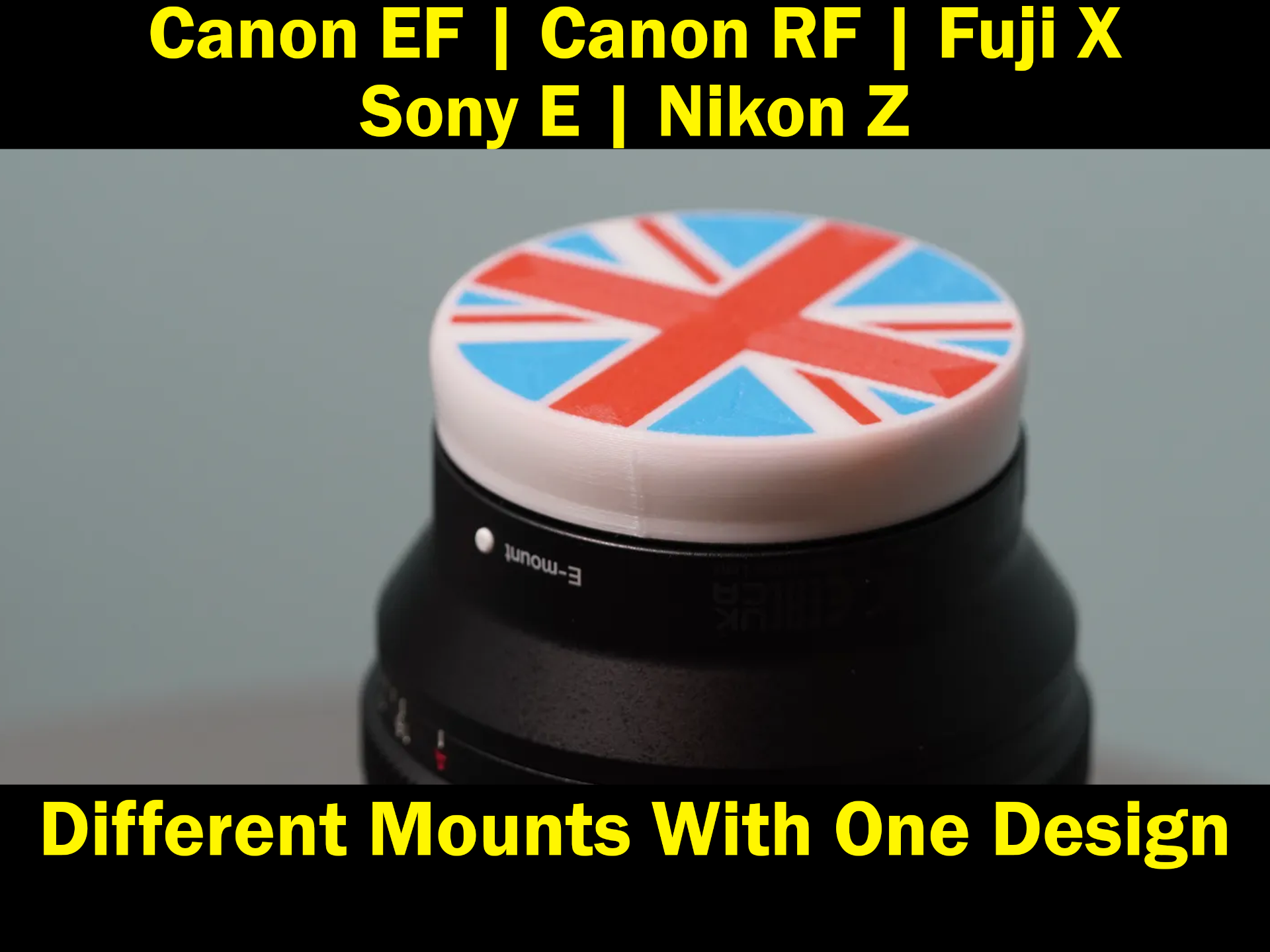 SonyE, FujiX,CanonRF, Canon EF, NikonZ lens caps