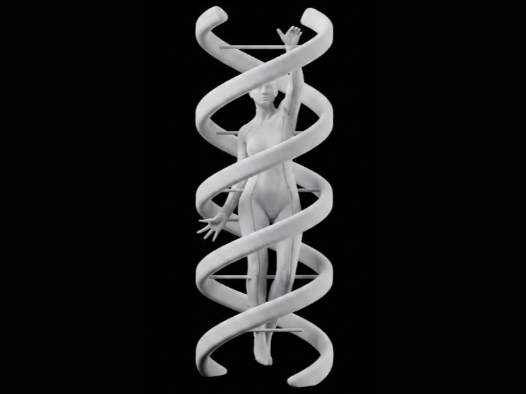 Suspended Genetic Ascent: Floating DNA Sculpture