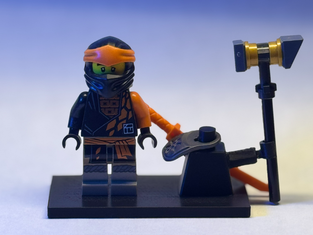 Minifigure Display Stand with Accessories holder