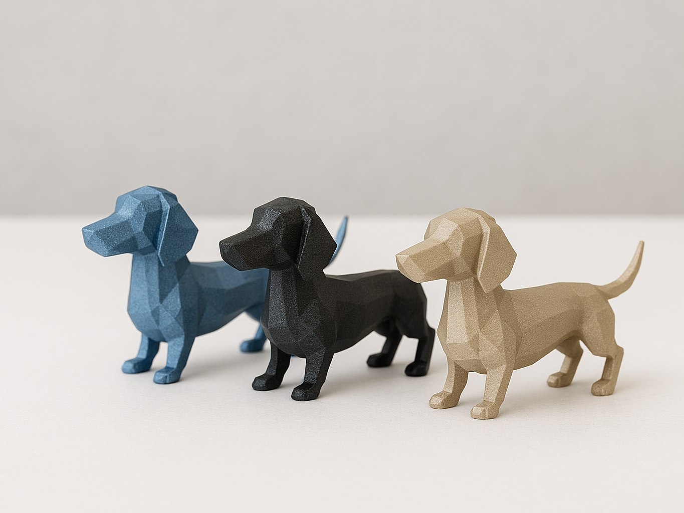 Low Poly Dackel Figur Tierfigur Geschenkidee