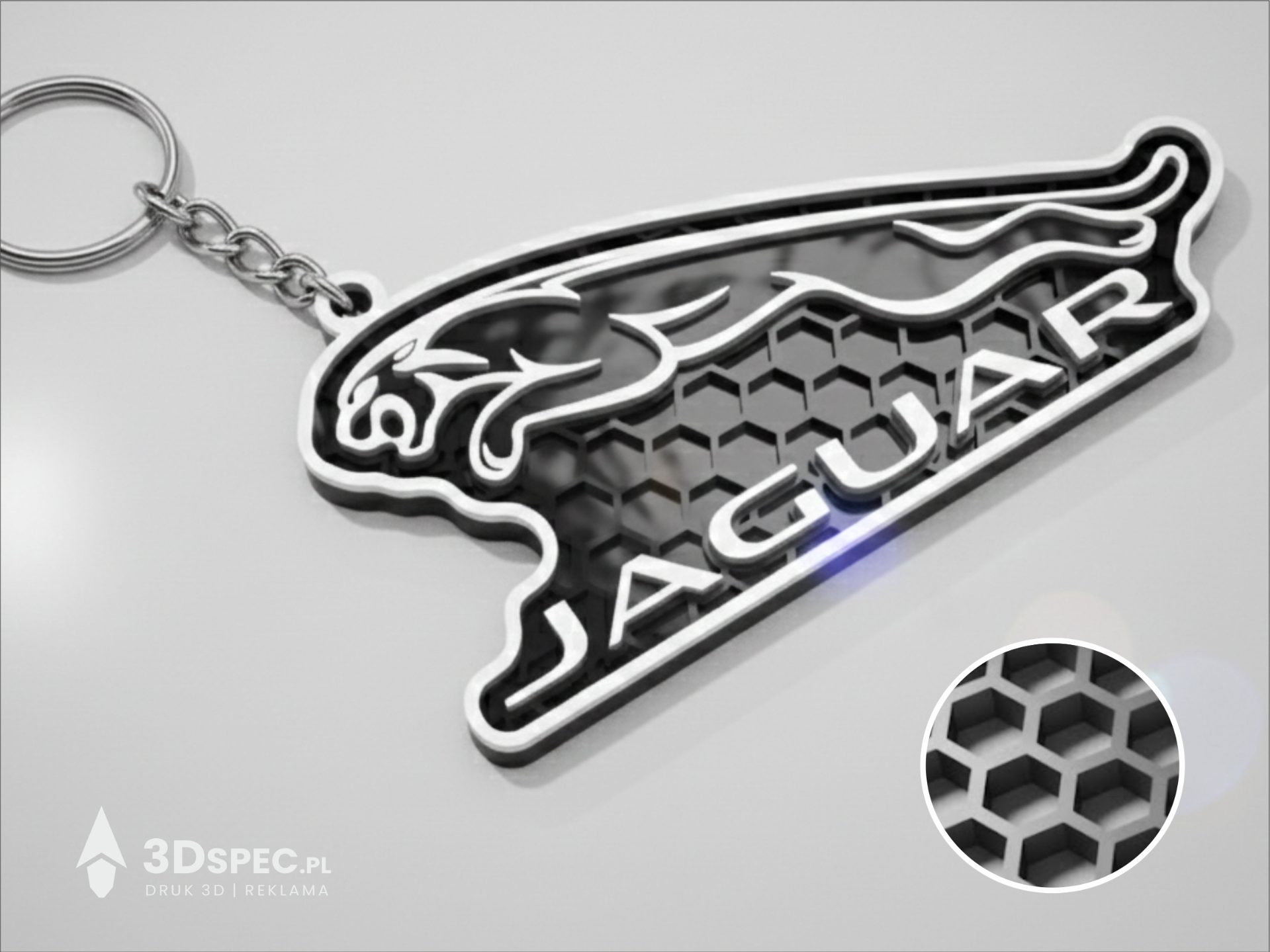 Jaguar honeycomb keychain