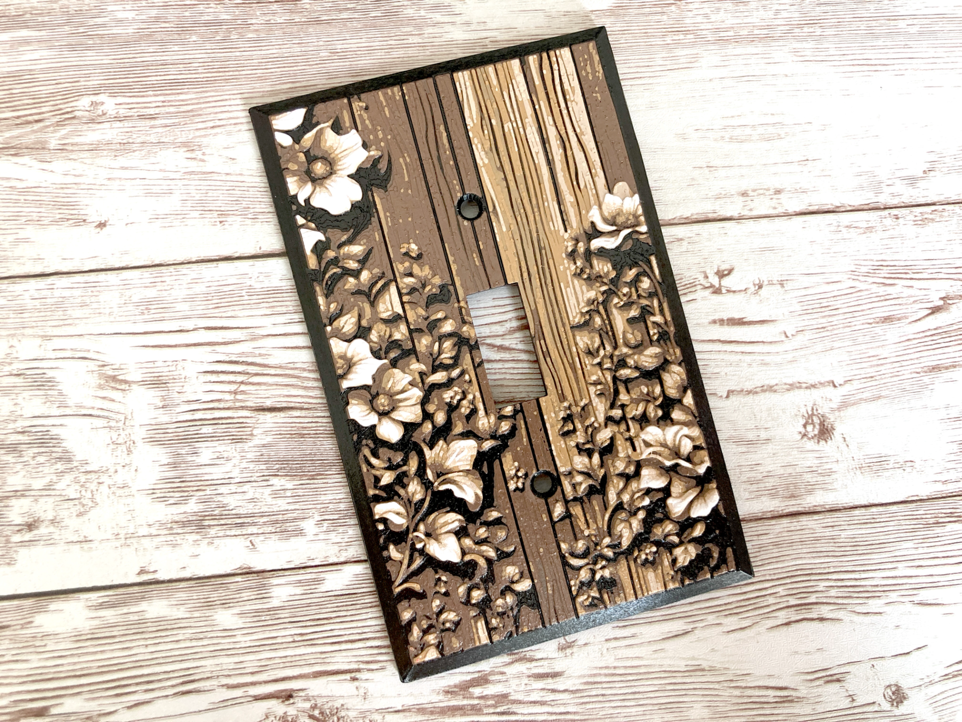 Floral Light Switch Cover in Sepia Tones, HueForge