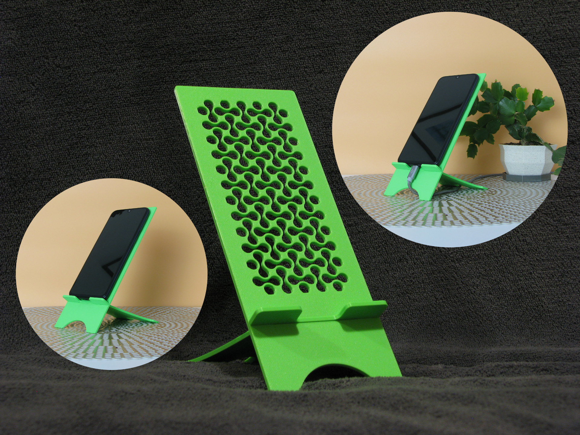 Mobile phone stand with infinity symbol