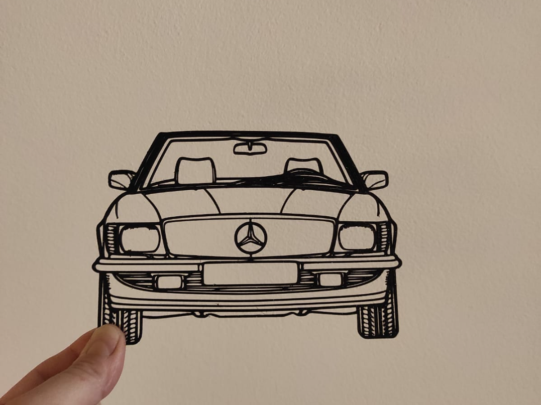 Silhouette Mercedes SL R107 wallart