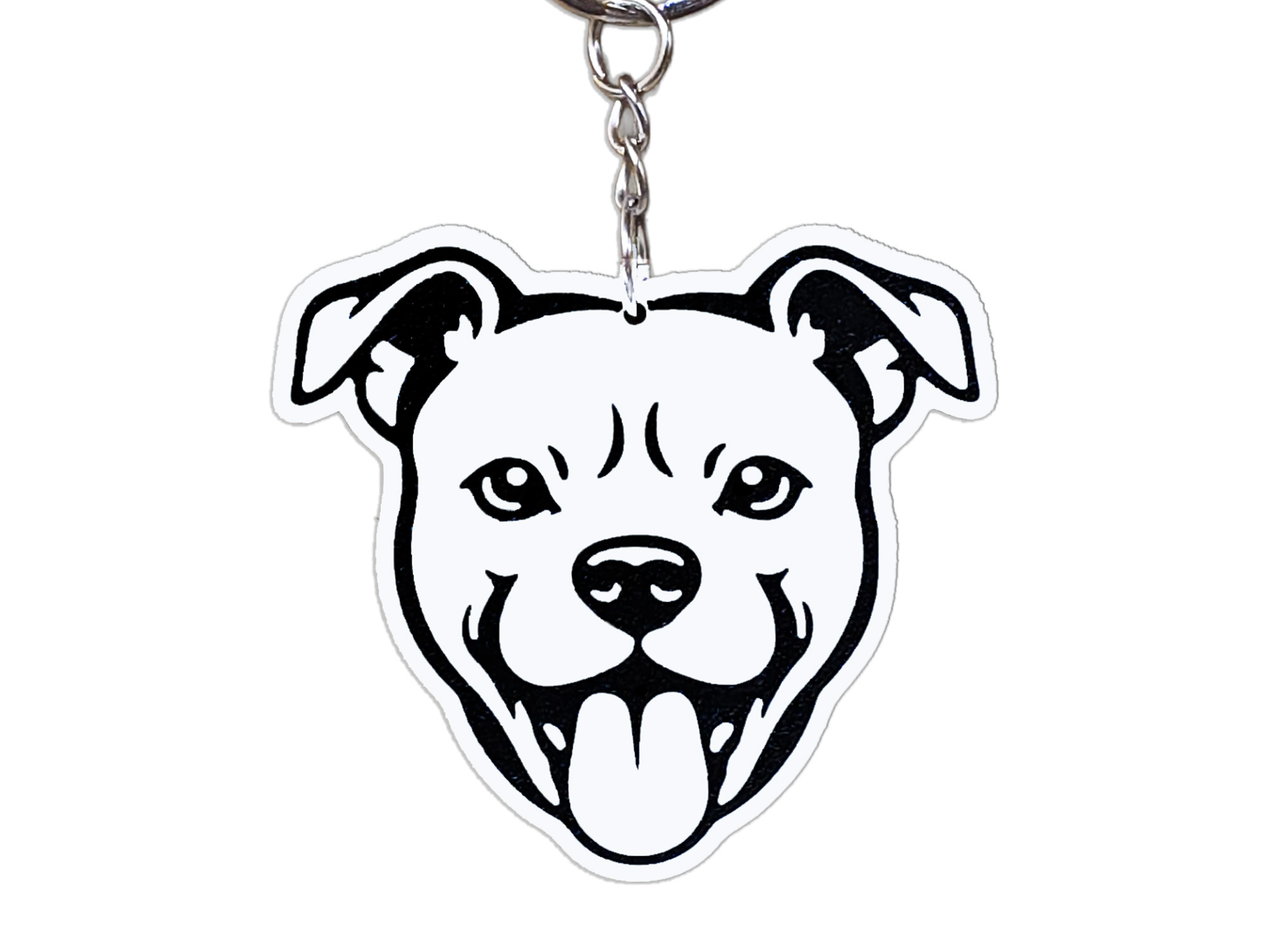 Pitbull Dog Face Keychain