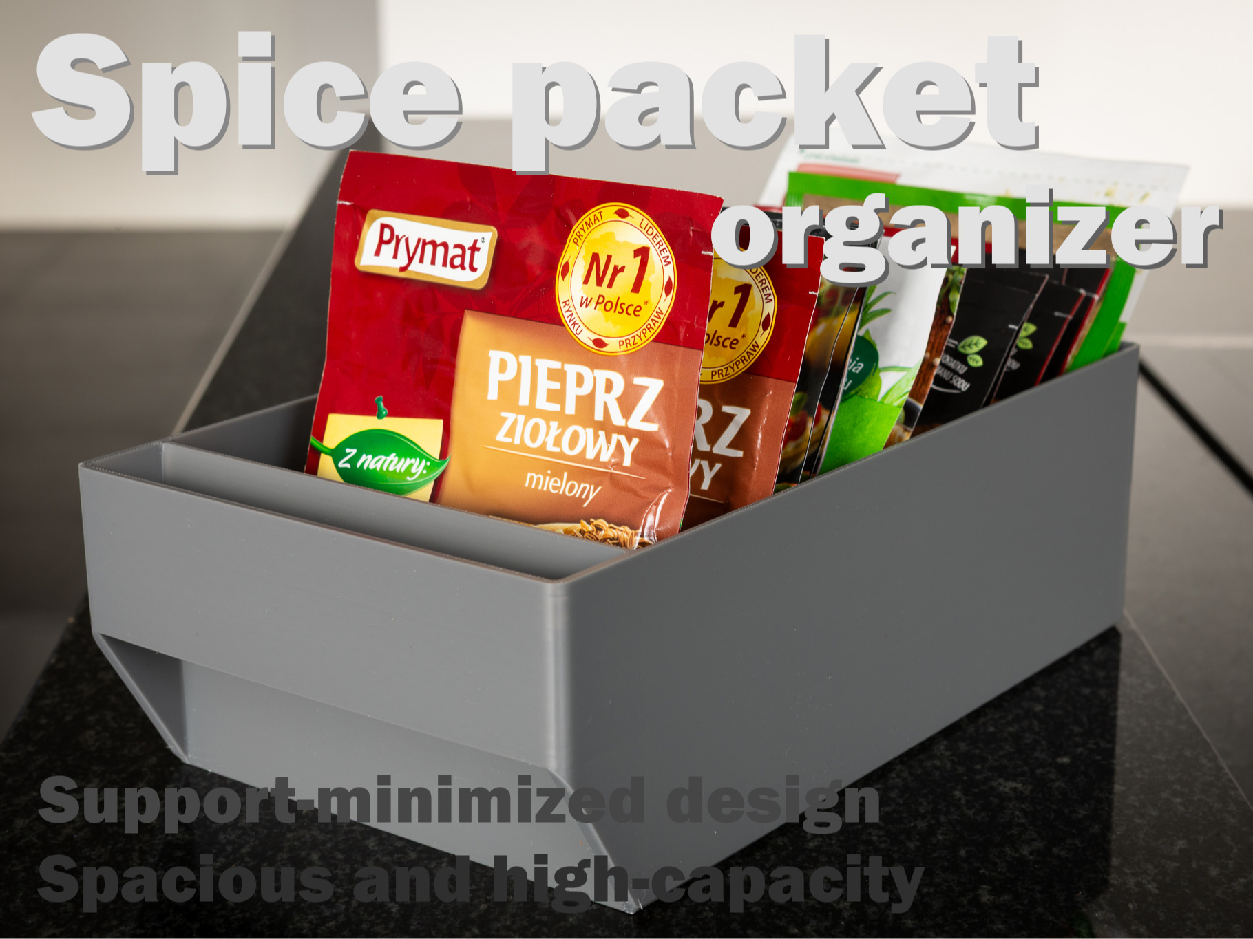 Kitchen packet organizer for spices