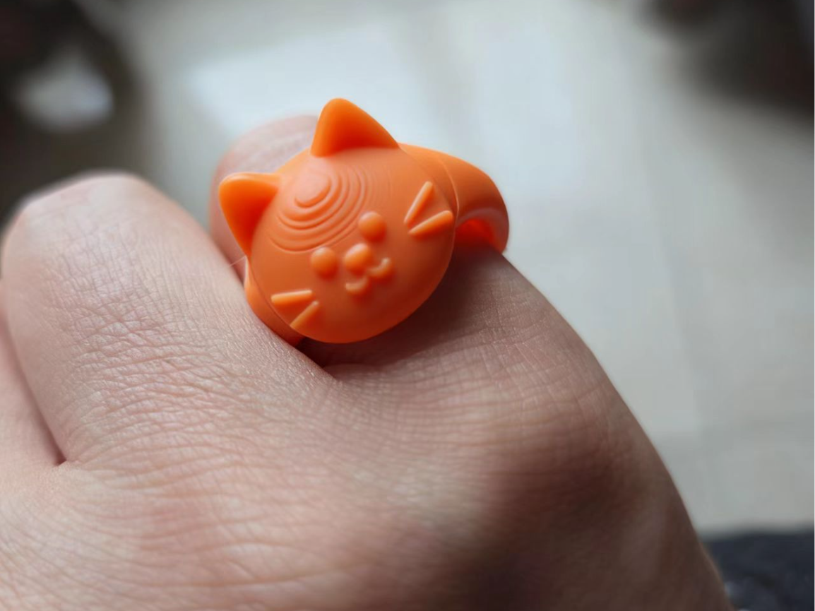 Cartoon Kitten Ring（Optional Suede Texture）