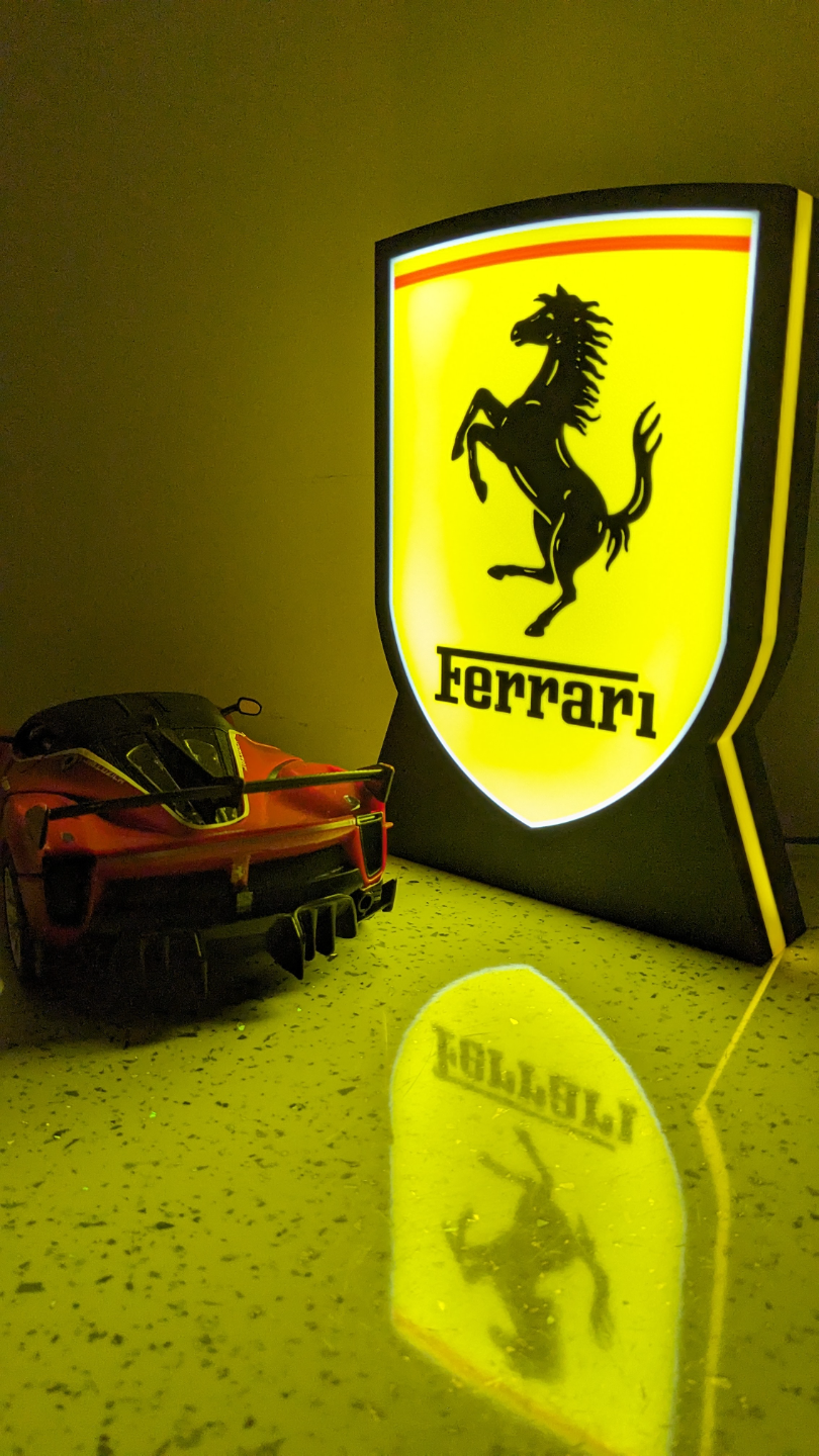 Ferrari light box with lit side strip