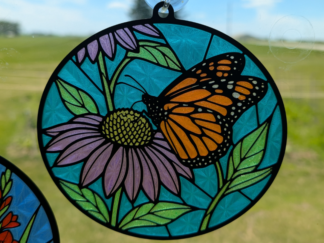 Monarch Butterfly on a Flower Sun Catcher