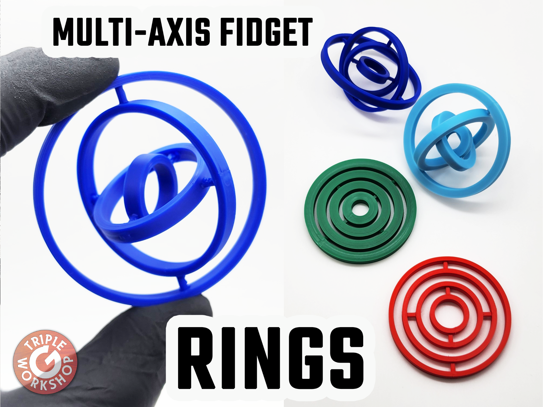 Multi-Axis Fidget Rings - Print in Place