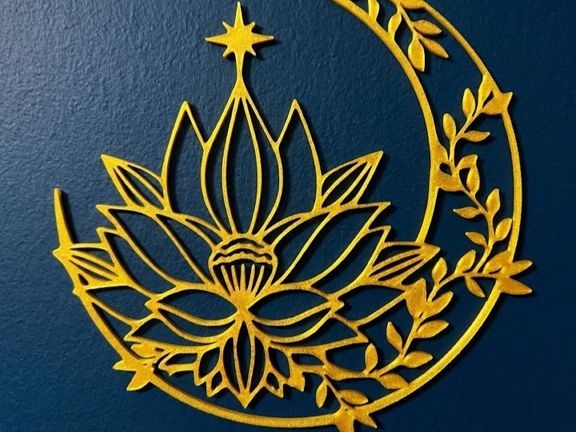 Moon and lotus golden
