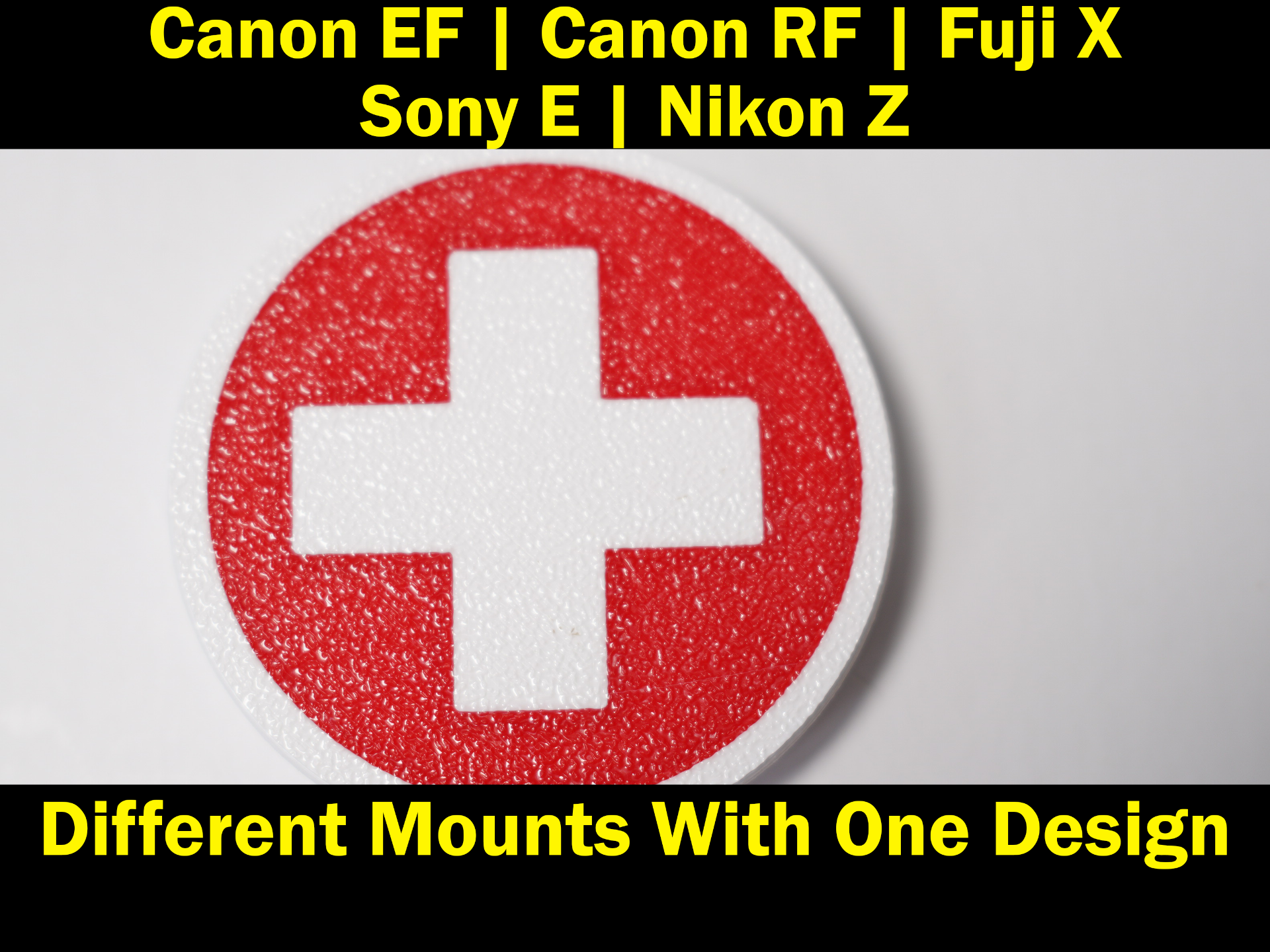 SonyE,FujiX,Nikon Z,Canon EF RF Lens Caps-Swiss