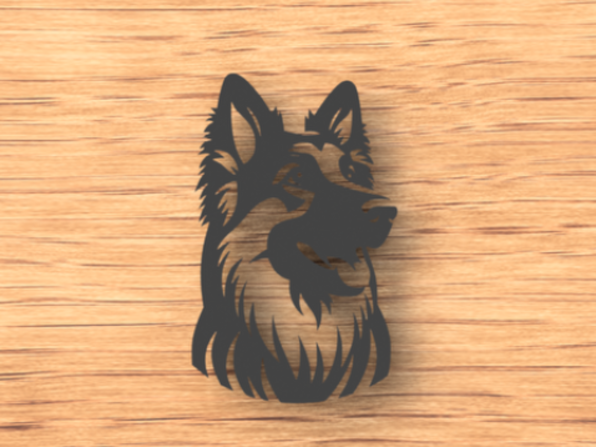 German Shepard Dog - Head - Wall Art