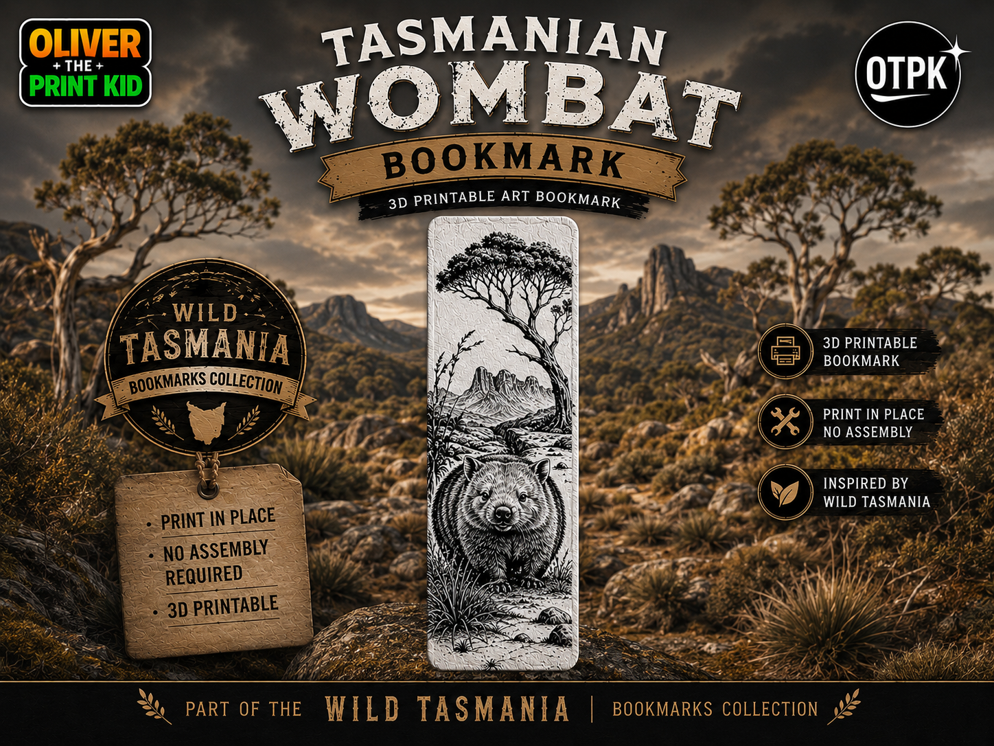 Tasmanian Wombat Bookmark | WIld Tasmania
