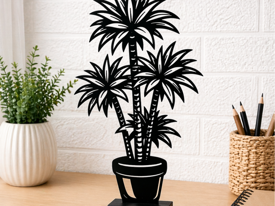 Dragon Palm Table Decor with Stand