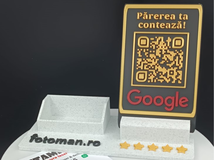 QR code Google review stand business card holder