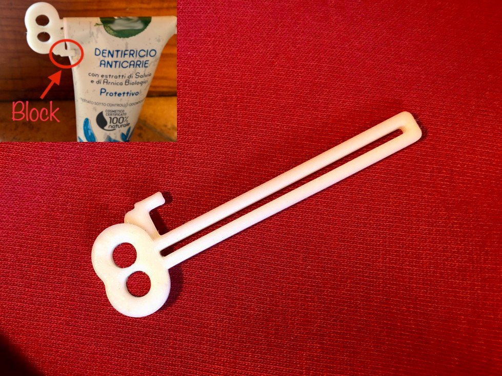 Tube squeeze screw/key PLUS SMALL (anti-unrolling) - Vite spremi-tubetto PICCOLO (anti-srotolamento)