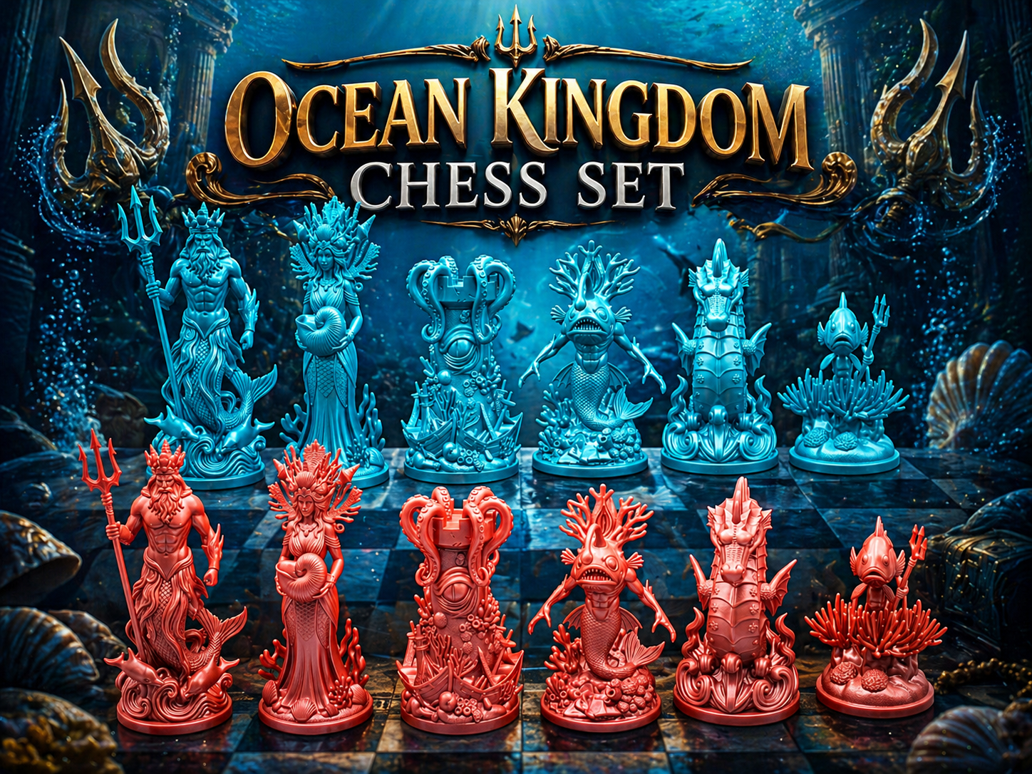 Ocean Kingdom Chess Set – Underwater Fantasy Piece